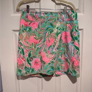 Lilly Pulitzer Pink and Green Floral Mini Skirt